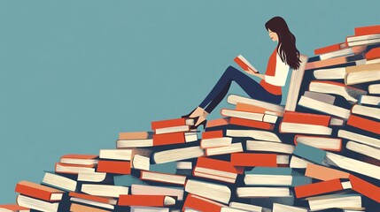 Woman Relaxing with Books in Modern Apartment Interior