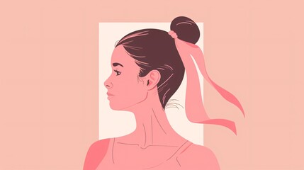 Vector Illustration of Woman Raising Arm for Breast Cancer Awareness