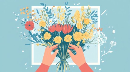 Woman Holding Bouquets Hands Gestures Collection