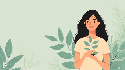Woman Holding Growing Plant World Conservation Concept