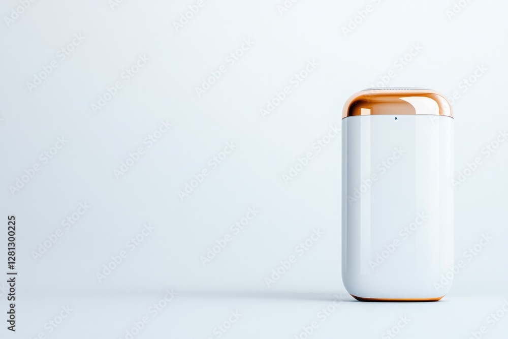 Poster minimalist smart home gadget on plain white background with ample copy space for text highlighting i
