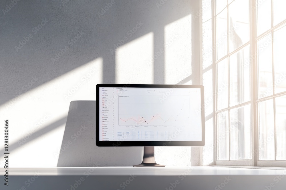 Aufkleber modern office scene showcasing sleek workspace with technology and minimalistic design elements feat