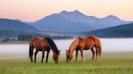 horses on the mountain