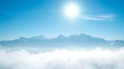 Frozen Wilderness: Icebergs and Snow-Covered Mountains Under a Clear Sky