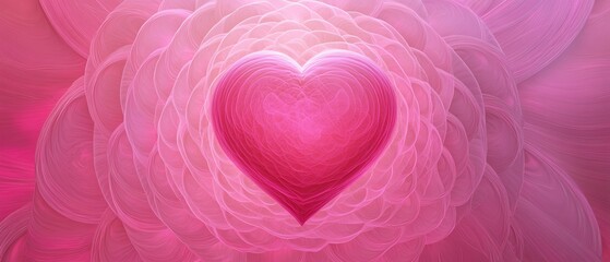 Circular waves in pink gradients radiating from a heart in the center.