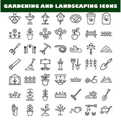 Gardening Landscaping Icons Tools, Plants, Flowers, and More