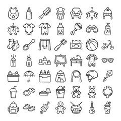 Baby Items Icons Clothing, Toys, Gear, Nursery Essentials