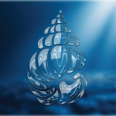 Glass Effect Conch Shell - Transparent Underwater Vector Illustration