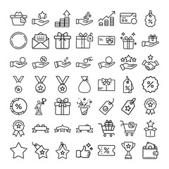 Reward Icons Loyalty Program, Gifts, Stars, Sales, Discounts