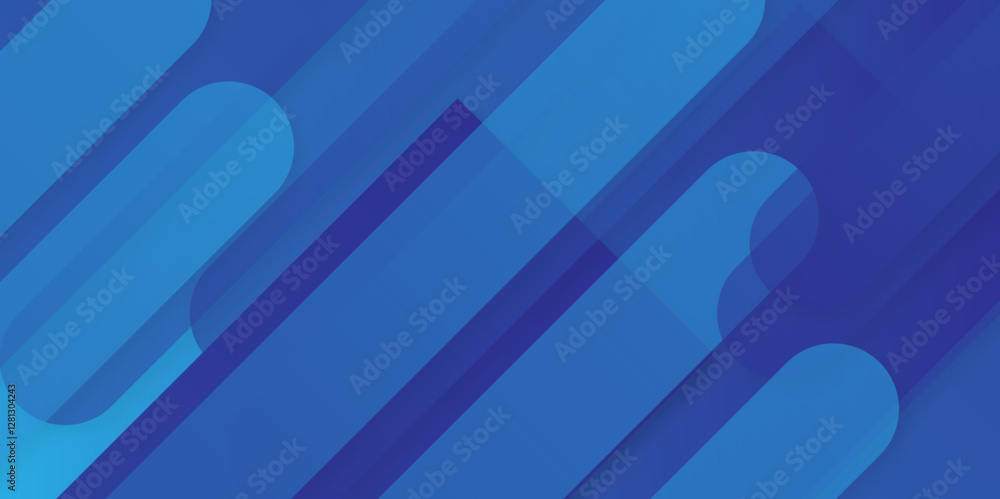 Poster abstract blue stripes background with waves. light curve line motion technology.