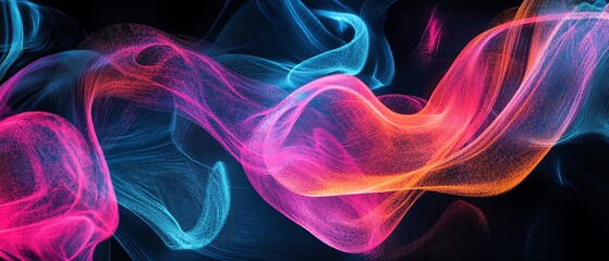 Digital neon hearts pulsing on a black screen.
