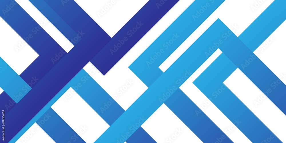 Poster abstract blue stripes background with waves. light curve line motion technology.
