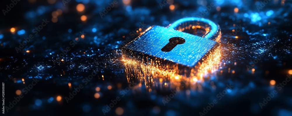 Aufkleber a padlock symbol with streams of data leaking out