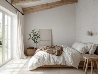 The Minimalist Bedroom Shows a White Bedroom with Interior Design