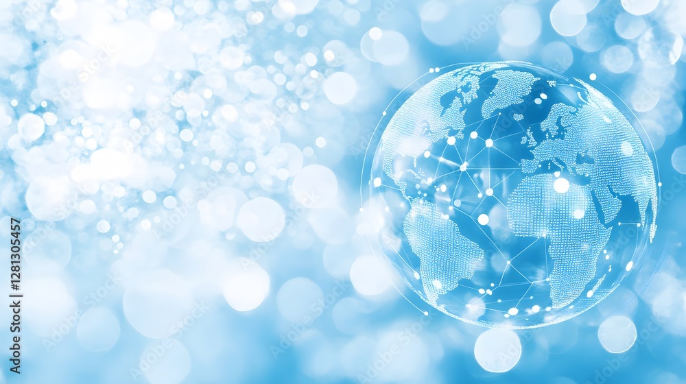 Poster abstract global network connection futuristic earth globe