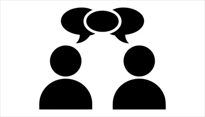 People Conversation with Speech Bubbles Icon on White Background