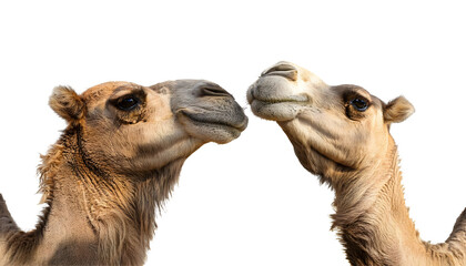 Obraz premium Two camels isolated on white background