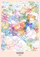 Nairobi Kenya City Map, district banner, business modern landmark, neighborhood paint travel, hometown downtown design, destination landmark