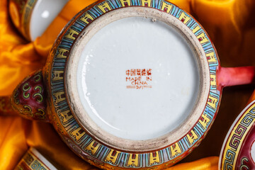 Porcelain Chinese Tea pot and cups