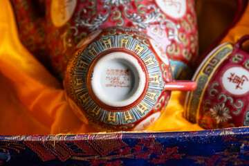 Porcelain Chinese Tea pot and cups