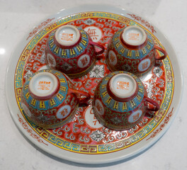Porcelain Chinese Tea pot and cups