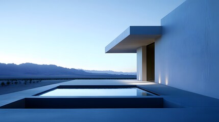Fototapeta premium Modern Desert House Minimalist Architecture Pool Landscape