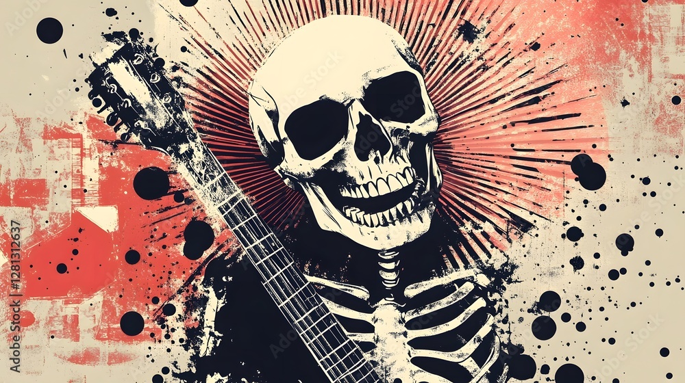 Poster Grungy Skull Skeleton Explosion Digital Art Abstract Dark Moody