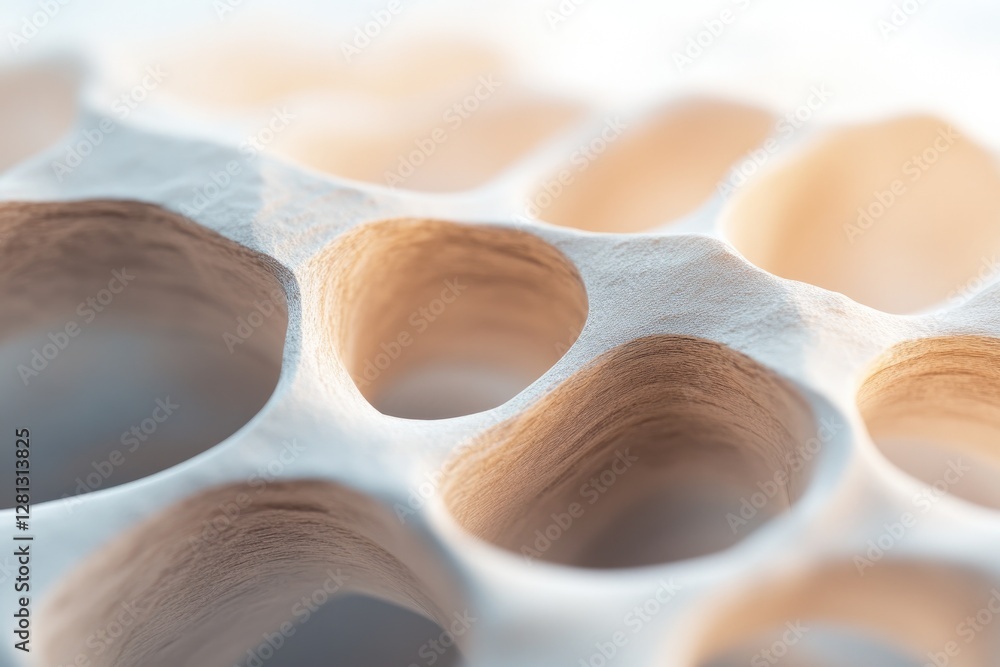 Poster close-up of intricate 3d texture or pattern with organic or geometric elements showing depth and com