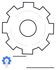Large gear with downward arrow symbolizing automation, process optimization, or workflow improvement. Ideal for engineering, productivity, industry, mechanics, efficiency, operations and abstract