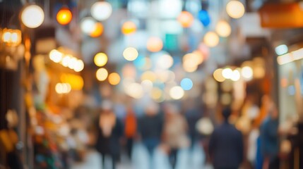 Blurred Night Market Lights, Vibrant Street Scene