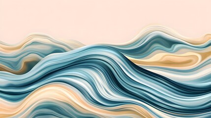 Obraz premium Abstract Blue and Beige Liquid Wave Swirls Background
