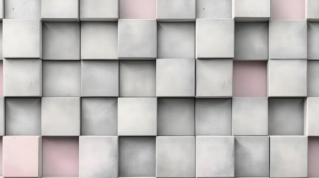 Abstract Gray and Pink Concrete Cube Wall Texture