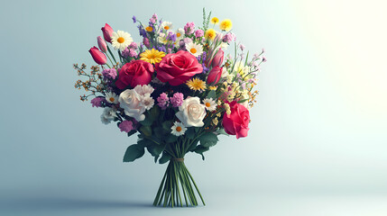 Bright bouquet of mixed flowers arranged beautifully indoors. Generative AI