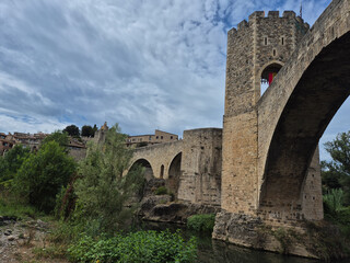 Pont de Besalú in the town of Besalu in the province of Girona, Spain.
