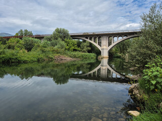 Fototapeta premium Pont de Besalú in the town of Besalu in the province of Girona, Spain. 