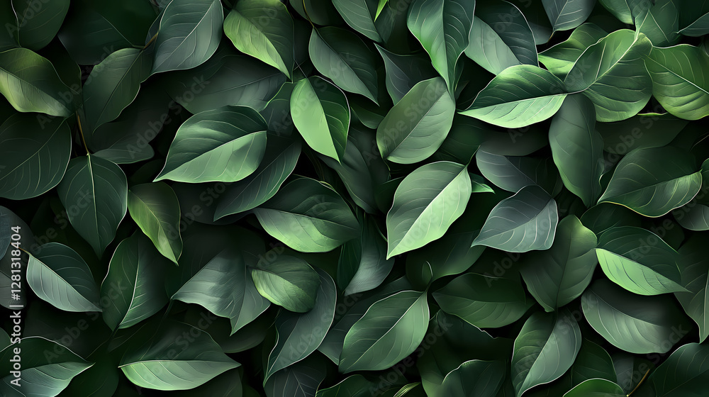 Poster green leaves create a lush texture in a natural setting during daytime. generative ai