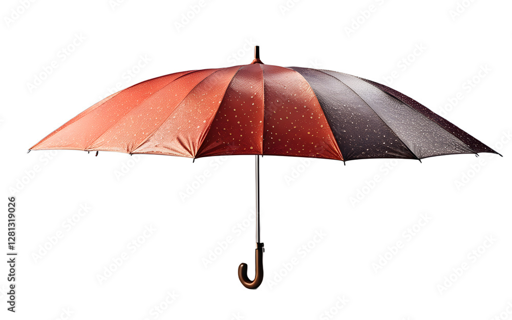 Poster A raindrop-covered umbrella in an open position, isolated on a empty plain background