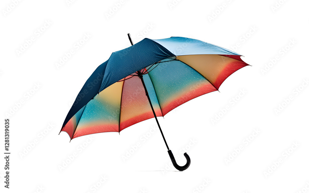 Aufkleber A raindrop-covered umbrella in an open position, isolated on a empty plain background
