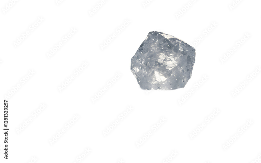 Poster A small hailstone with a textured icy surface, isolated on a empty plain background