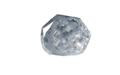 A small hailstone with a textured icy surface, isolated on a empty plain background