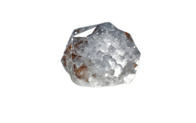 A small hailstone with a textured icy surface, isolated on a empty plain background