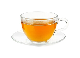 Refreshing green tea in cup isolated on white