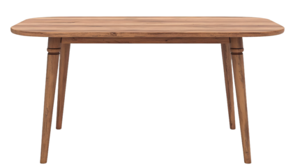 top and side views of wooden dining table isolated on transparent background