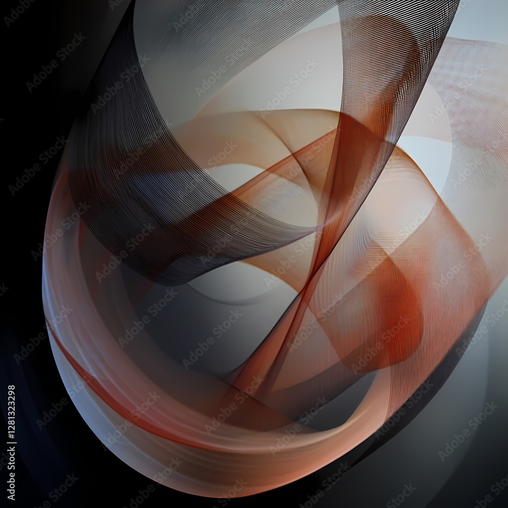 Aufkleber abstract composition of swirling lines and shapes in dark colors. generative ai