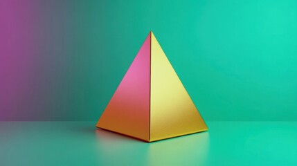 Golden Pyramid on Teal Background Gradient