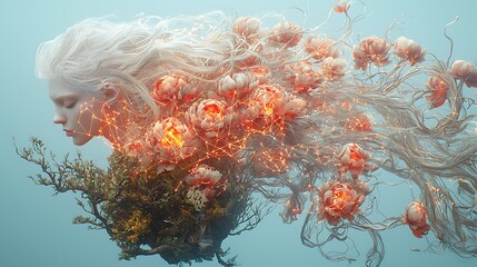 Woman, floral, ethereal, dreamlike portrait, artistic