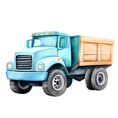 Fototapeta premium Blue dump truck, white isolate background