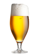 Glass of fresh beer with foam isolated on white
