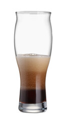 Half full glass of beer isolated on white