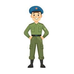 a smiling Russian soldier isolated on a transparent background